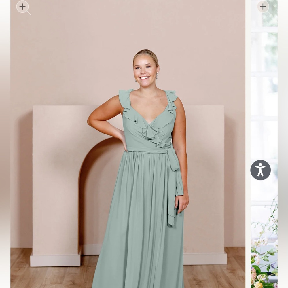 Revelry Valerie Chiffon Dress size 2 petite Sage Green